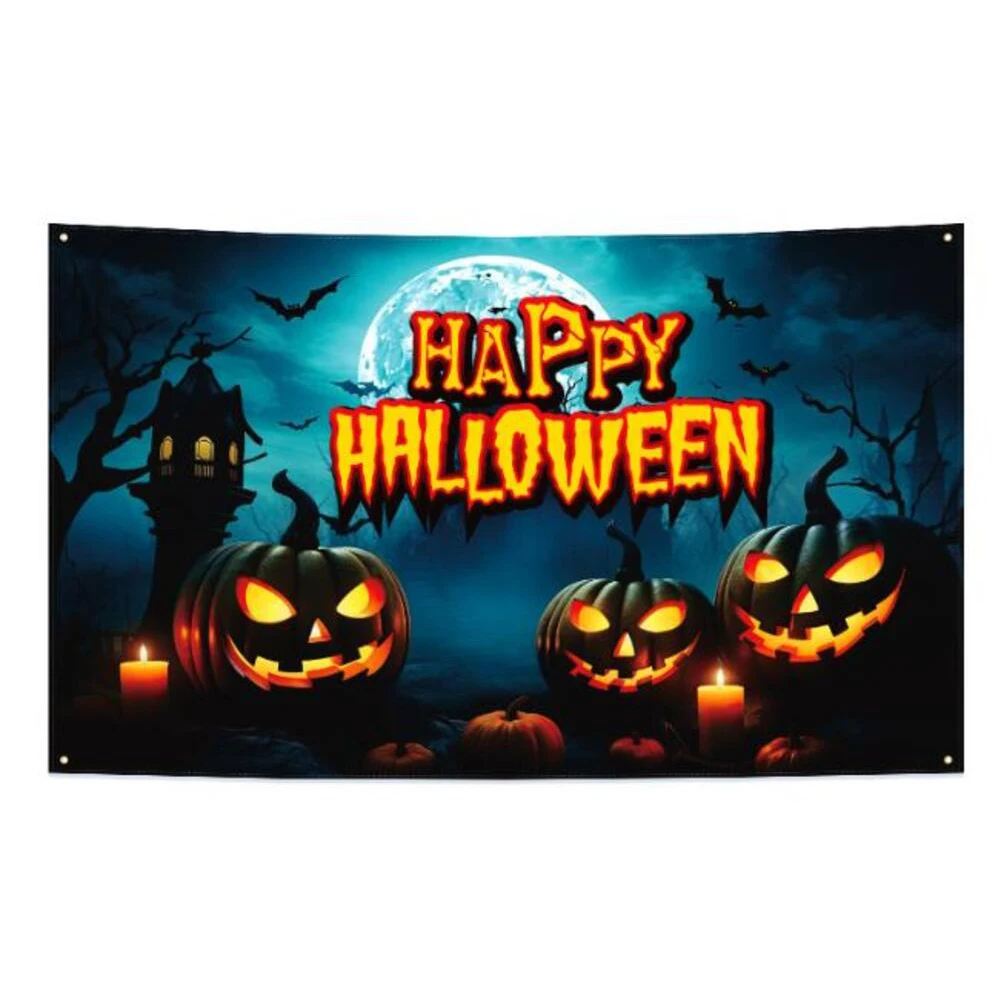 احتفالات الهالوين 180 × 110 سم 70.8 × 43 بوصة خلفية كبيرة جدًا لحفلة الهالوين ألوان زاهية سهلة التركيب
