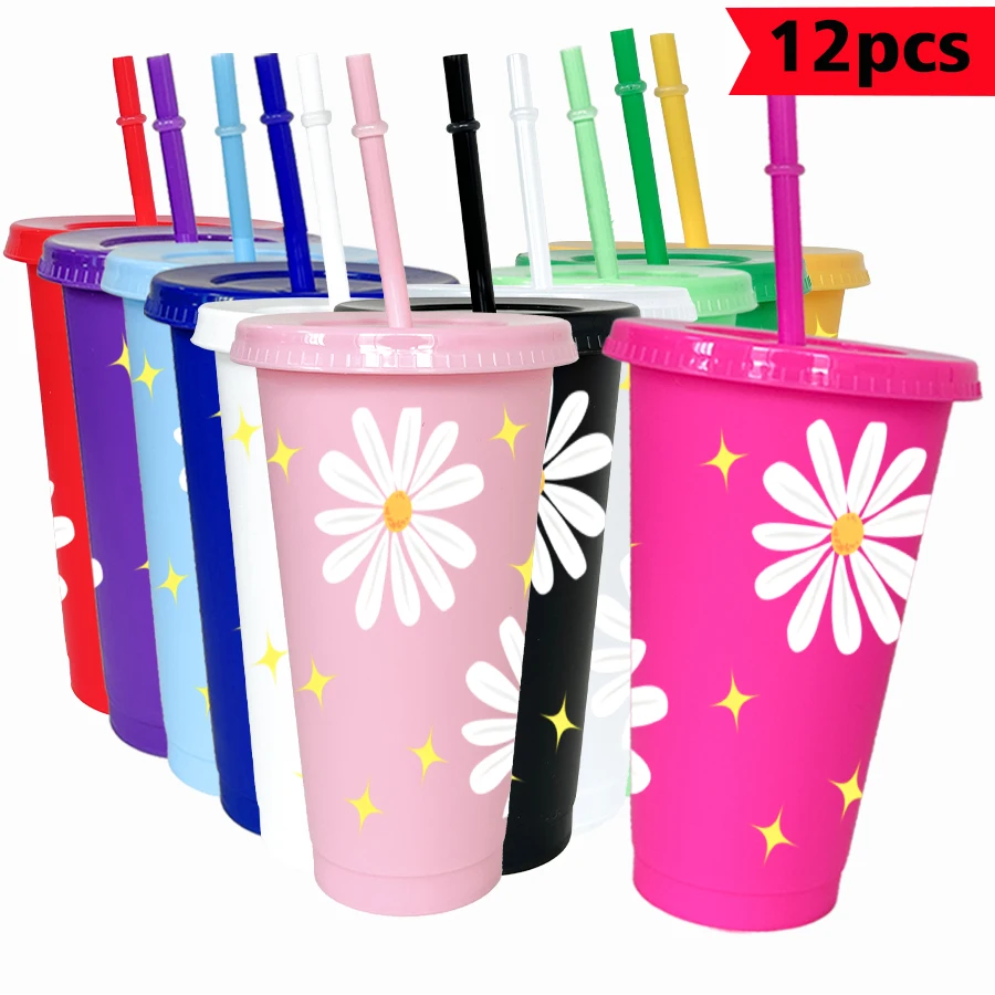 

12pcs/pack Disney,Daisy,Star 26oz Colored Plastic Tumbler Birthday Party Drinking Utensils Juice Coffee Mug