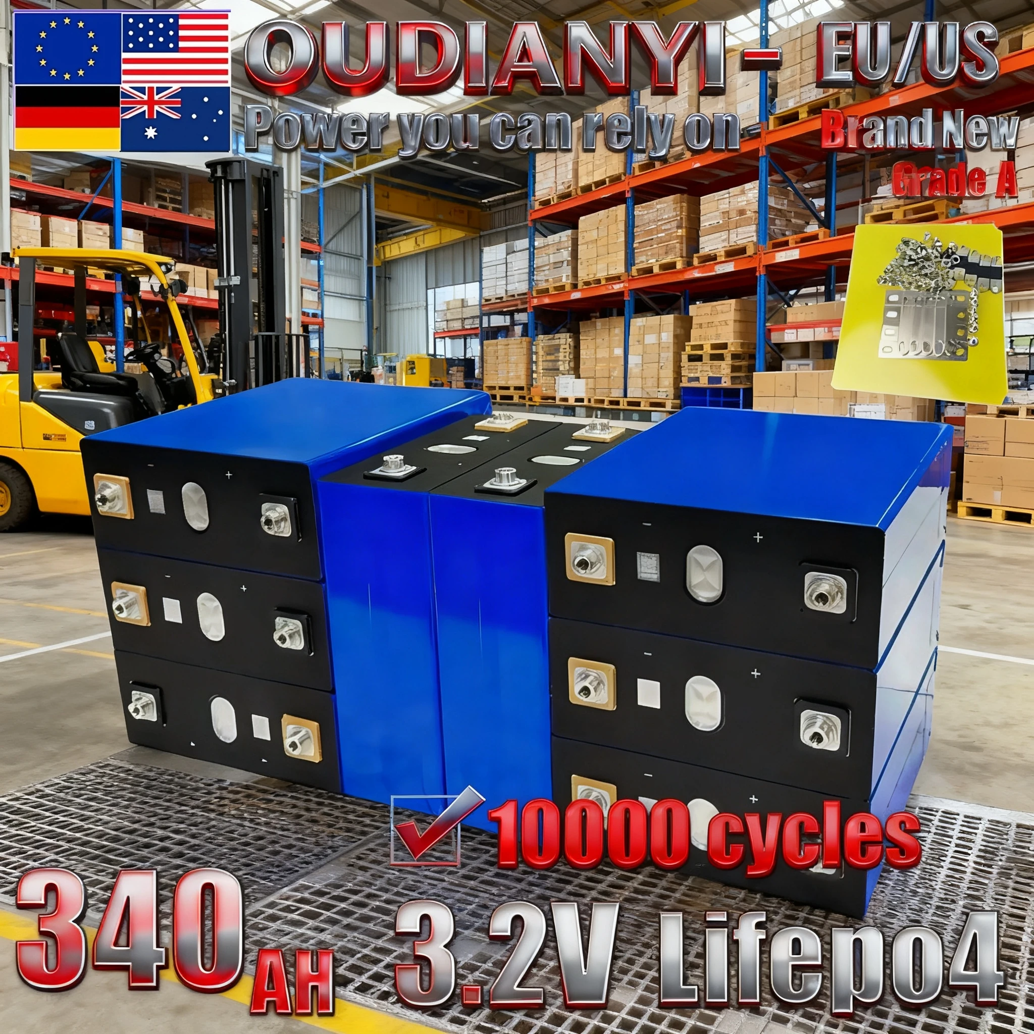 

【Duty-free】 3.2V LiFePO4 Battery - 105Ah 280Ah 304Ah 314Ah - Perfect for Energy Storage - Ideal for Solar/EV/Backup Power