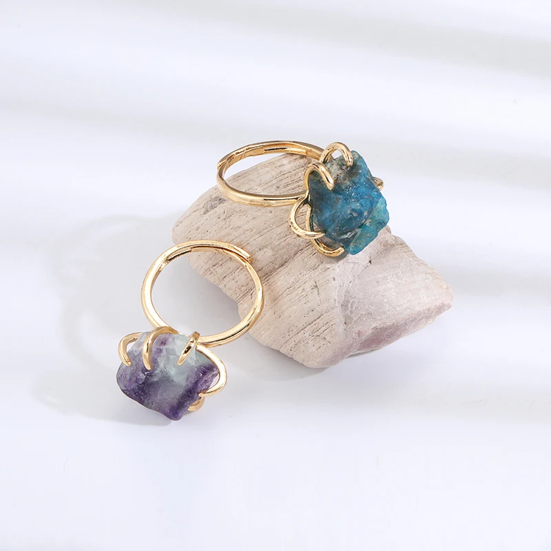 1pcs Irregular Copper Crystal Ring Color Rainbow White Stone Finger Rings Adjustable Jewelry Valentine Gift
