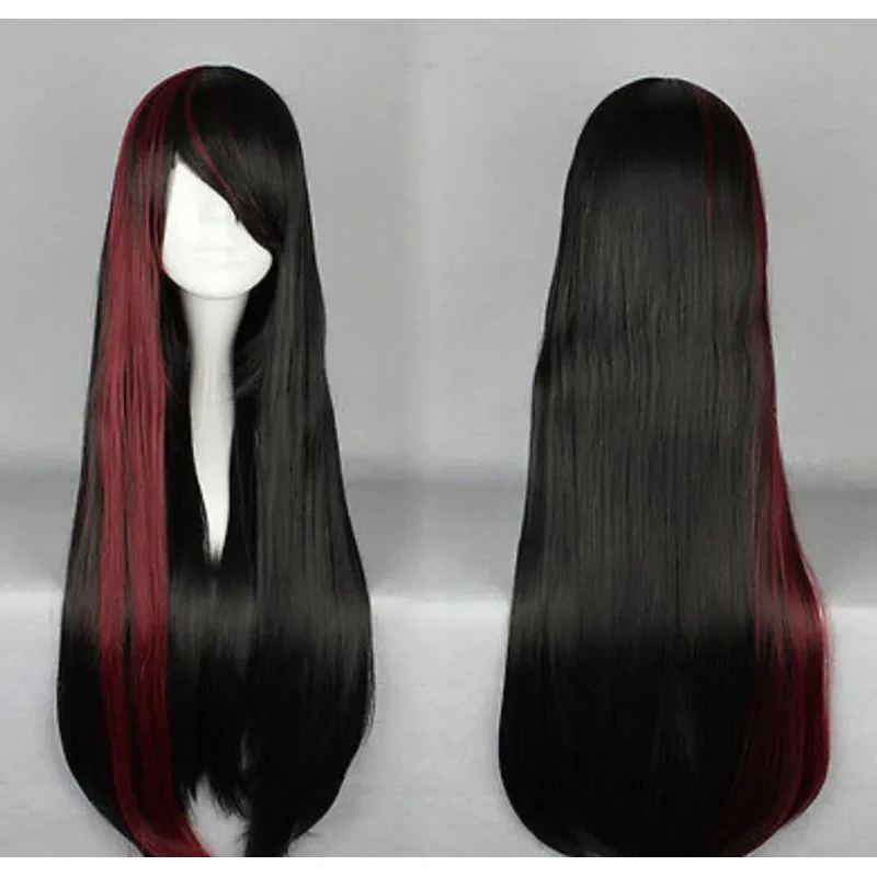 

Парик Длинный Прямой Черный Модный Парик Волос С Челкой