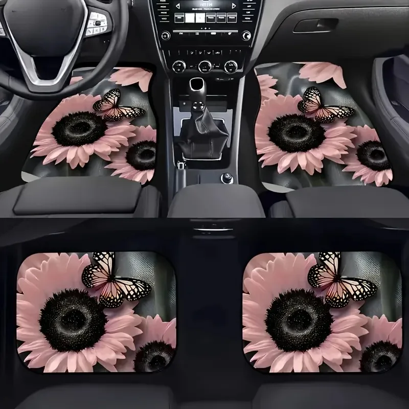 

Durable Polyester Sunflower Pattern Universal Car Floor Mats - Non-Skid Rubber Backing for Enhanced Safety And Protection