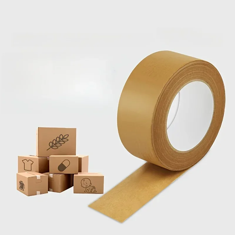 Heavy Duty Kraft Paper Tape Writable Uncoated Brown Packing Tape Eco Friendly Self Adhesive Paper Tape for Box Sealing