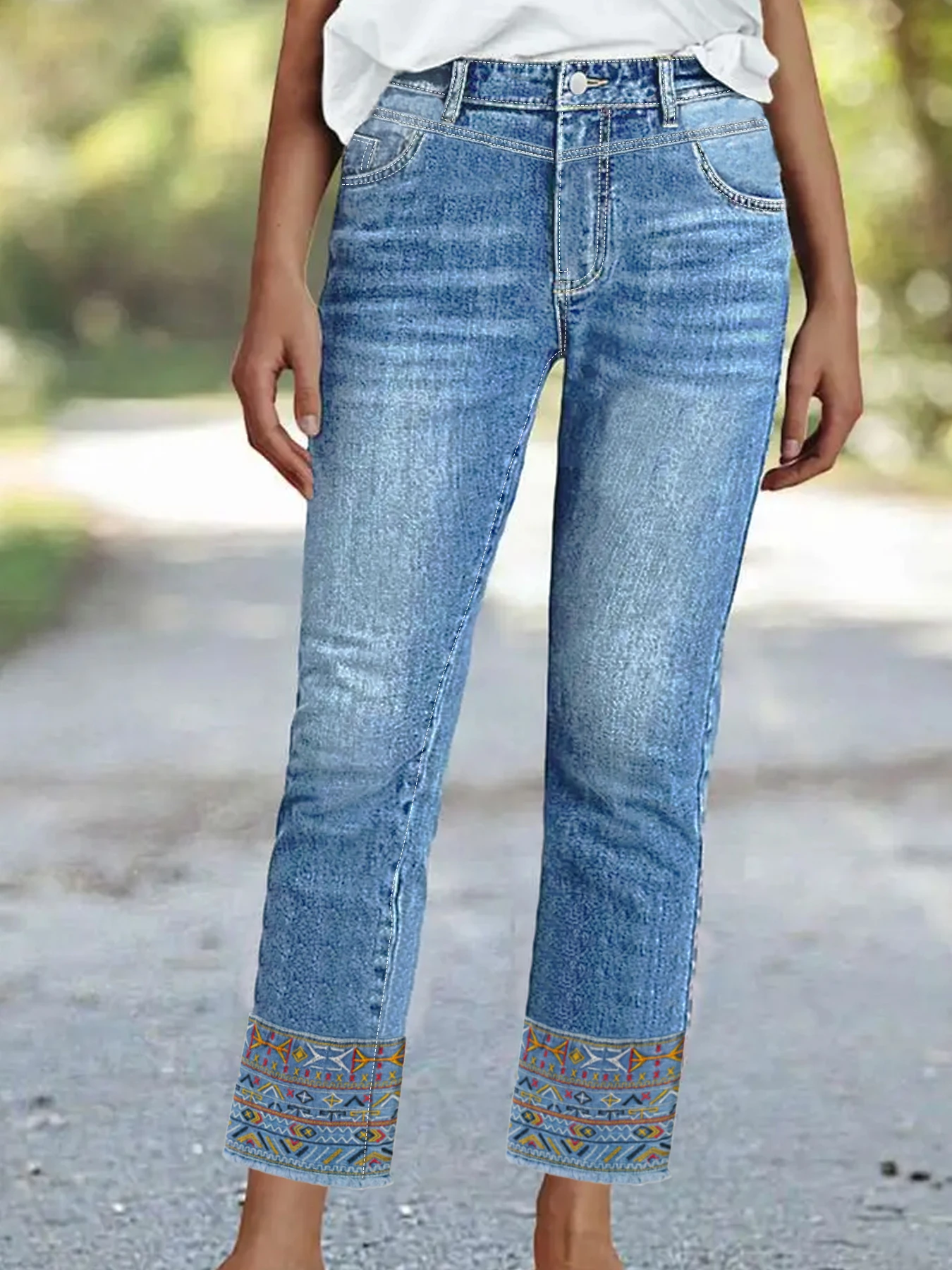 بالإضافة إلى حجم ارتفاع الخصر مستقيم الساق الجينز المرأة Bootcut الدنيم مع تأثير التخسيس التطريز خمر #1