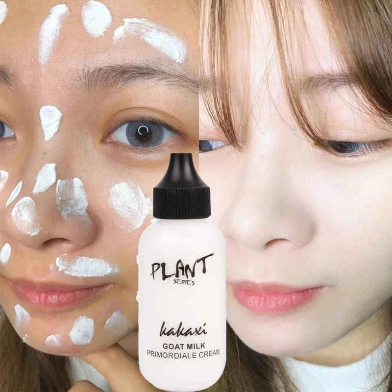50ml นมแพะ Face Foundation ครีม Natural Whitening Brightening คอนซีลเลอร์ครีมกันน้ํา Oil-Control Face ครีมแต่งหน้า