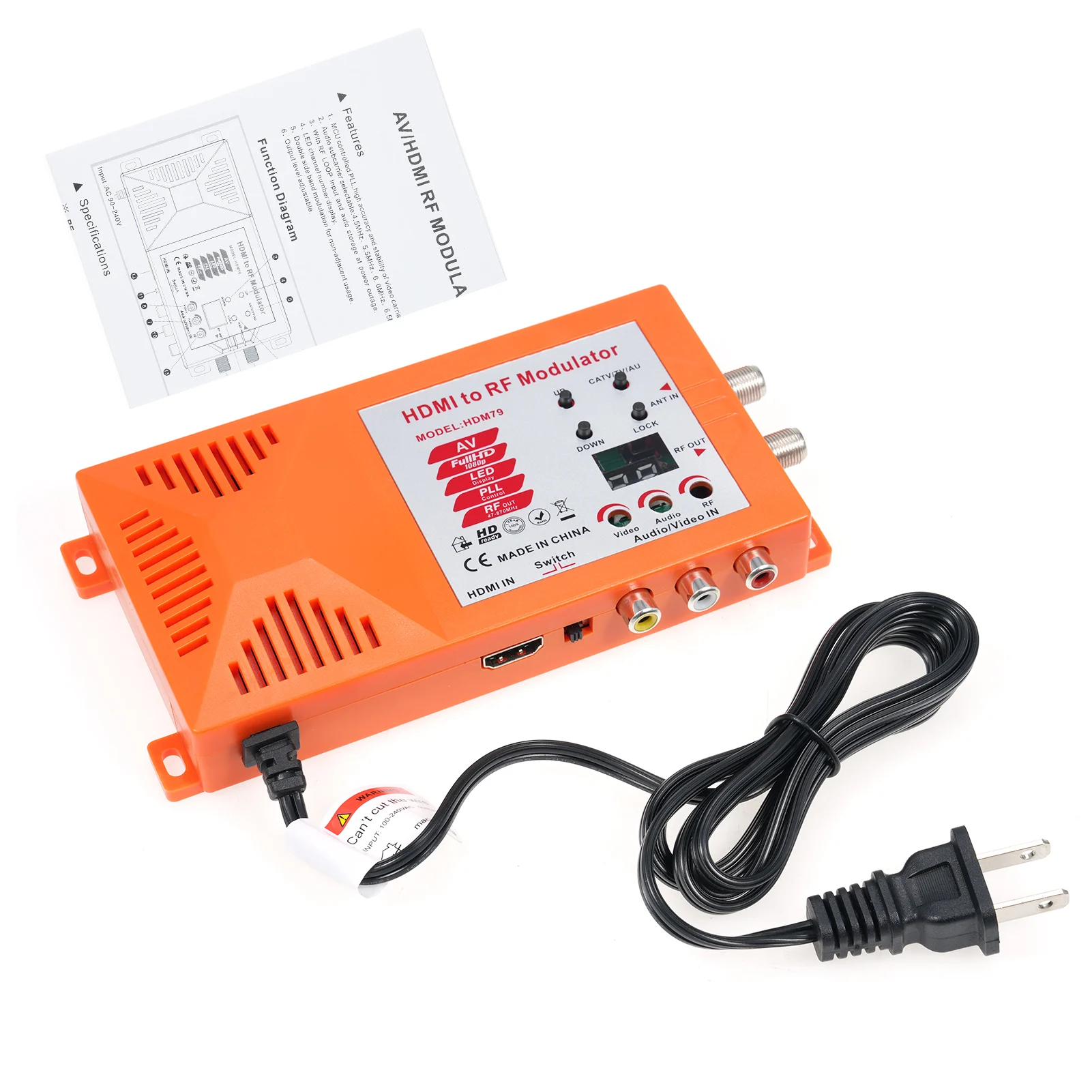 TV/AV to RF Modulator Coaxial UHF Converter Adapter w/ANT & Channel Switch for Gaming Laptop Blu-ray HD Digital AV Video