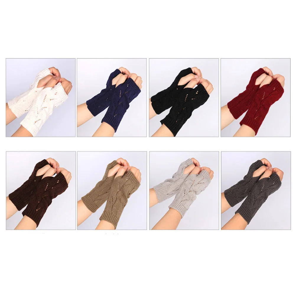محبوك مدفئات للذراع أصابع الشتاء طويلة الأكمام لينة الدفء للنساء رمادي فاتح قفازات دافئة قفازات محبوكة