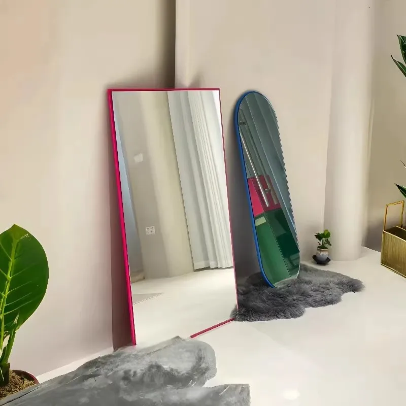 Danish Art Decoration Mirror Solid Color Minimalist Style Bedroom Vanity Mirror Customized Color Size  Changing Room Mirror view 2