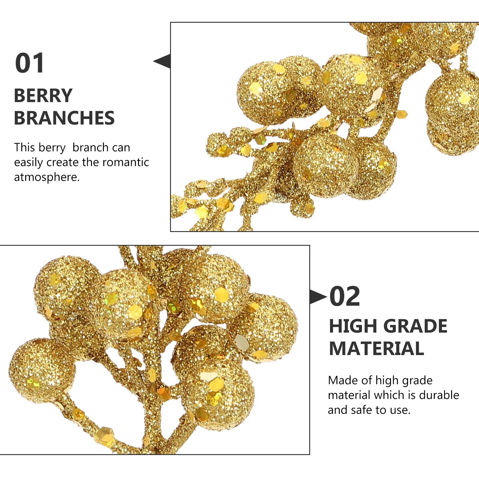 

20pcs Christmas Berry Bouquet Artificial Fruit Decor Simulation Berries Party Xmas Ornament Red Cherry Branch Adornment Lifelike