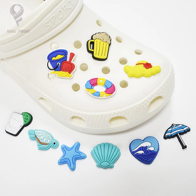 PVC Shoe Charms Turtle Shoe Accessories Waves Shoe Decoration Shell Shoe Buckles for Clog Sandals X-mas Gifts  Buckle