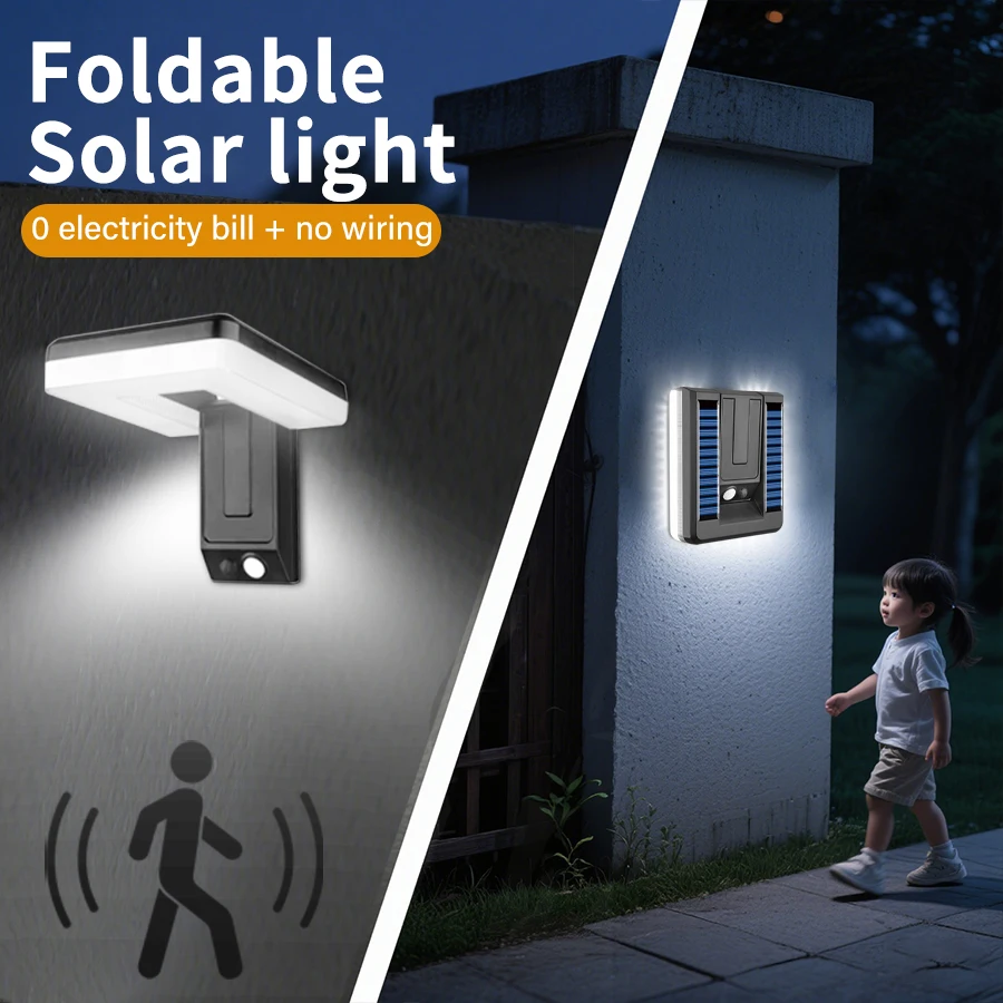 

Foldable Solar Wall Light Waterproof Street Lamp Pir Motion Sensor 3 Lighting Modes For Courtyard Landscape Garden Pathway
