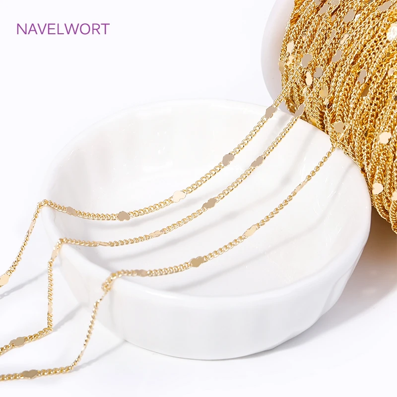 Trendy 14K Gold Plated Metal Spool Chains For Necklace Bracelet Accessories，Wholesale Bulk Cable Chains DIY Jewelry Findings