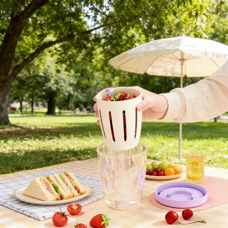 Food Snacks Box - Recipiente Cilíndrico Portátil para Alimentos com