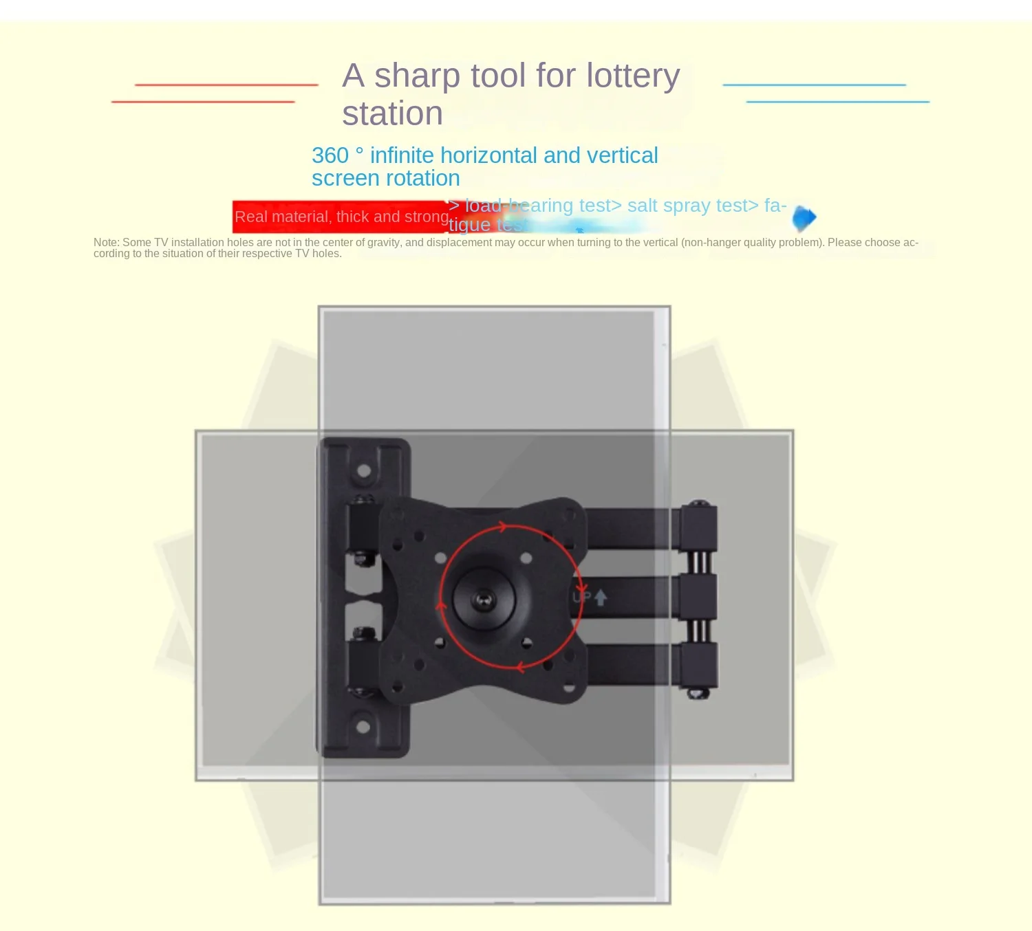 360 degree horizontal and vertical screen rotating wall mounted telescopic LCD computer monitor bracket for aerial vision televi