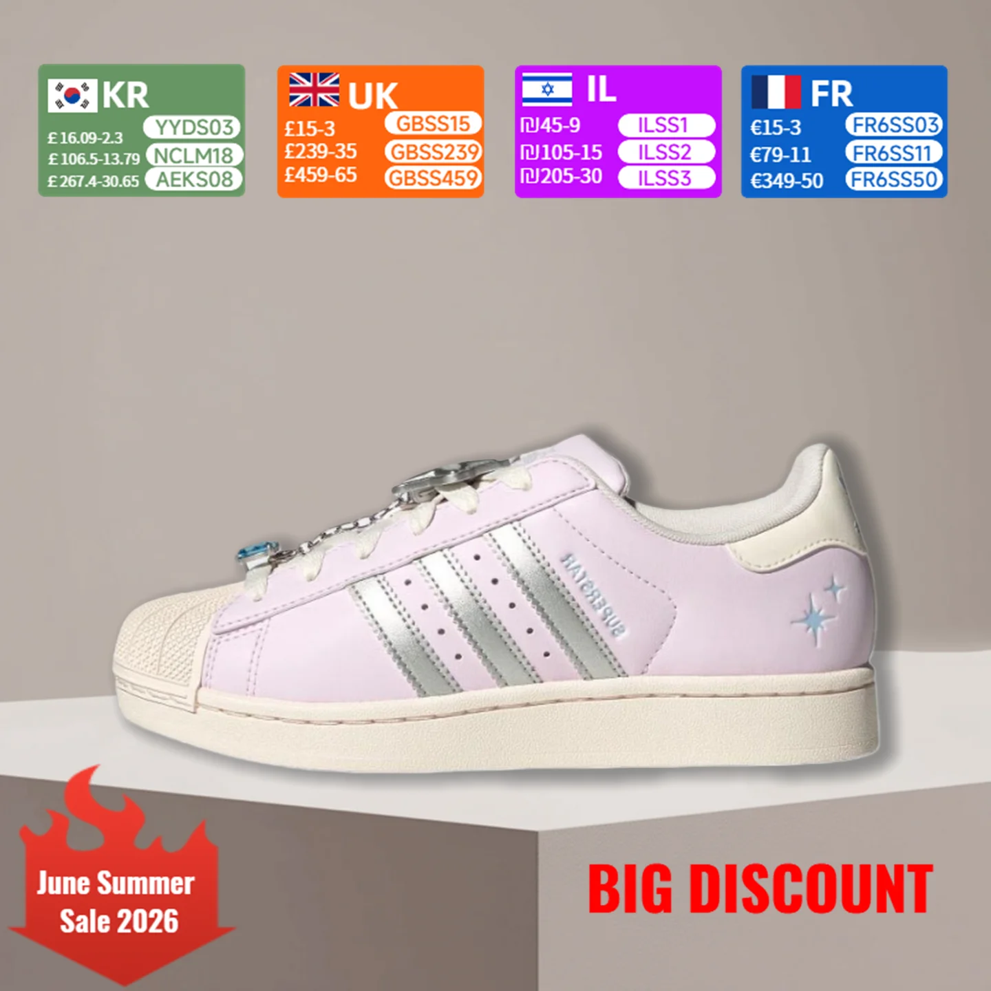 Adidas Originals Superstar 2 Zapatillas bajas clásicas sin cordones unisex - Rosa JQ8776