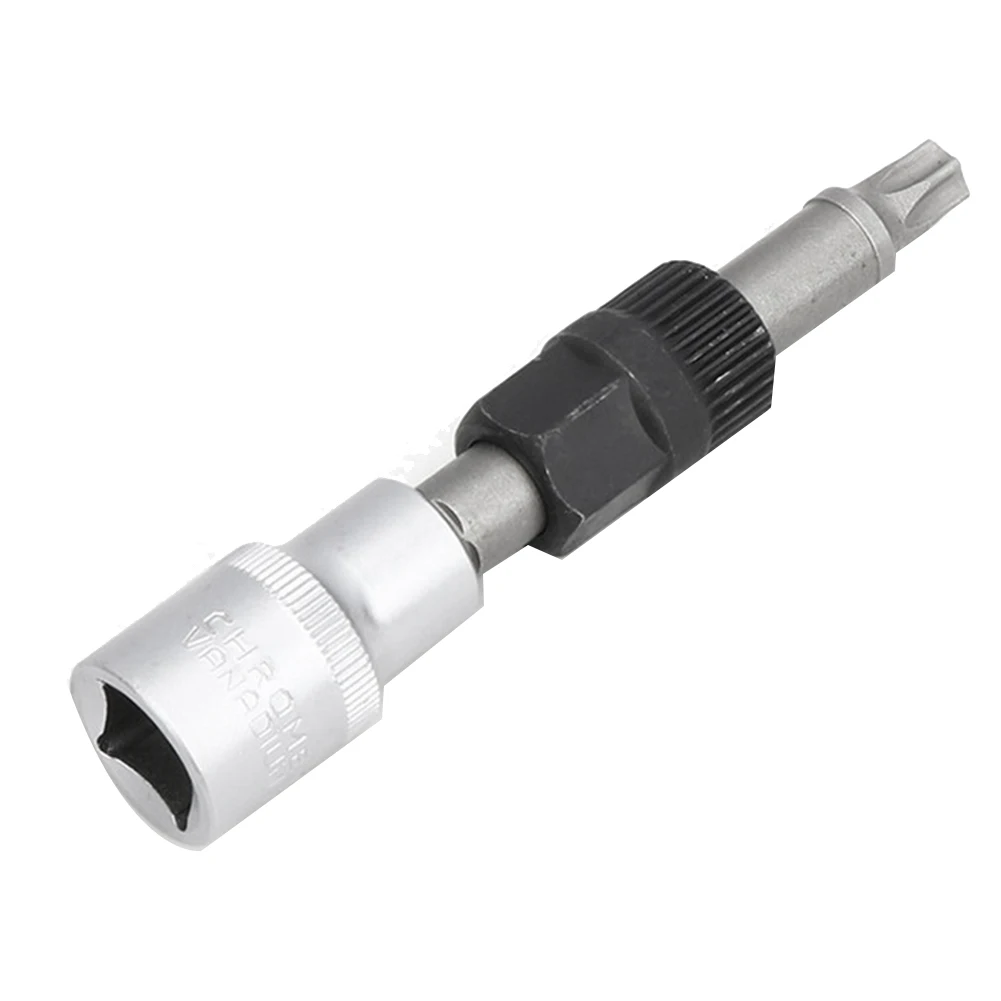 M10 Alternator Socket T50 Alternator Pulley Socket Drill Bit with 33 Teeth Tool Alternator Pulley Center-Bolt Remover Socket Wre