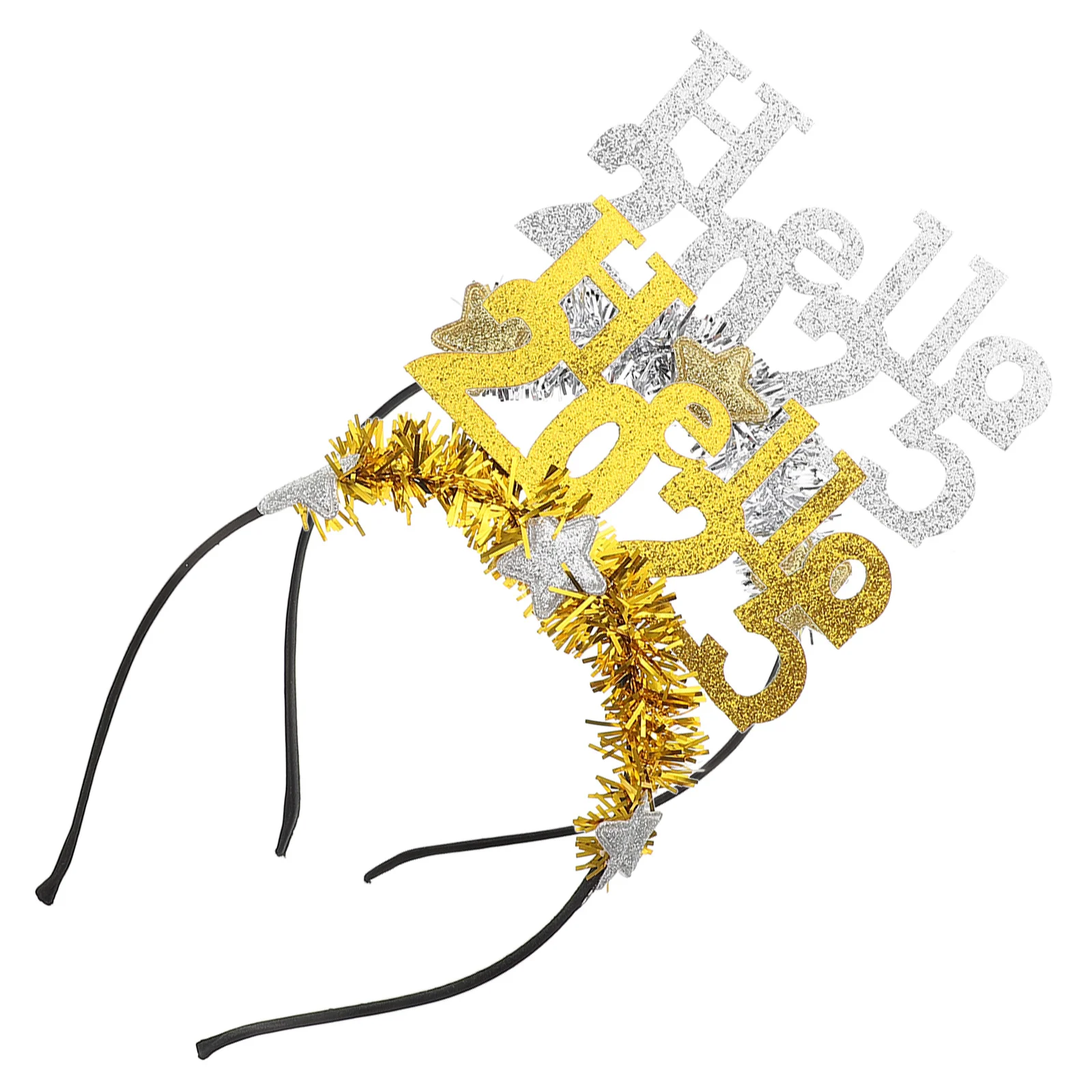 

2Pcs Digital Glitter New Year Headb 2025 Party Supplies Happy NYE Celebration Photo Booth Props Birthday Hair Fit