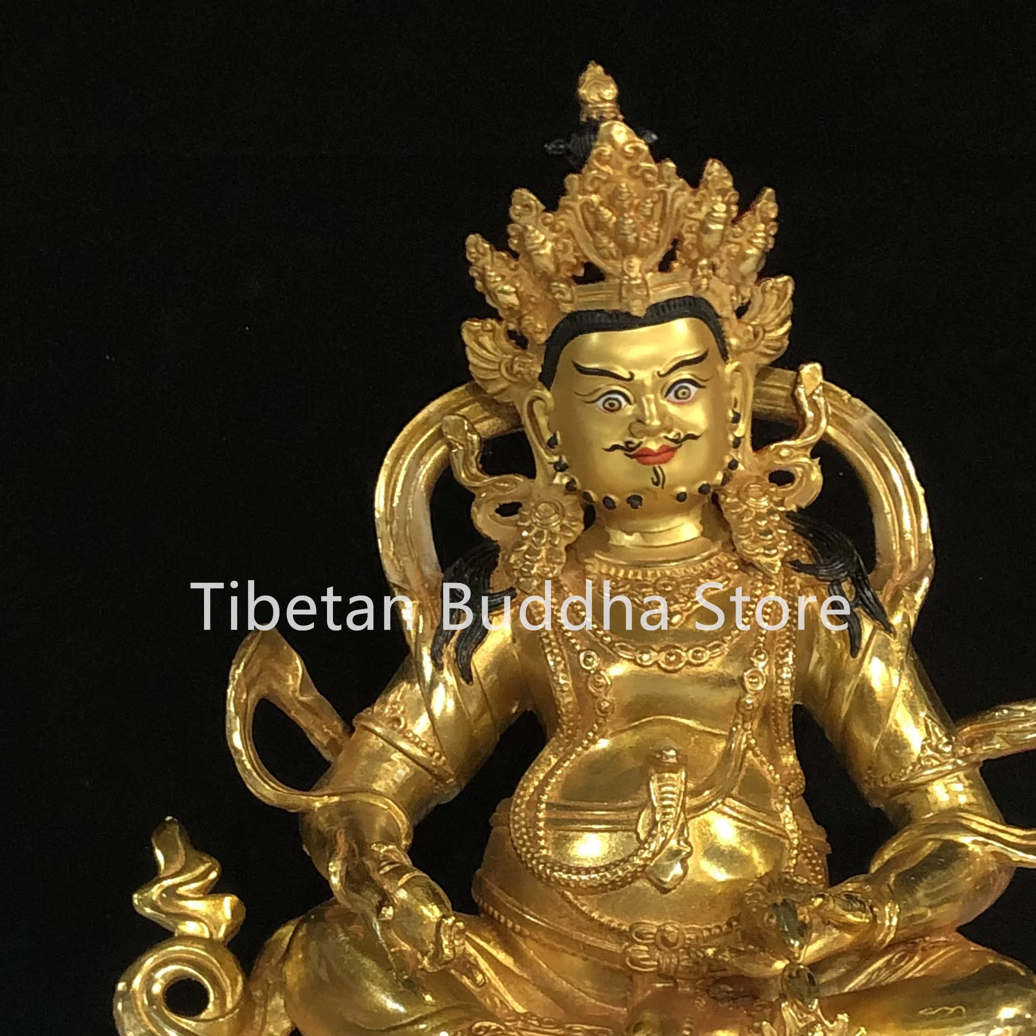 31cm Yellow God of Wealth Pure Copper Gilded Buddha Statue Tibetan Biography Tibetan Bala Buddha Furnishings Offering Ornaments