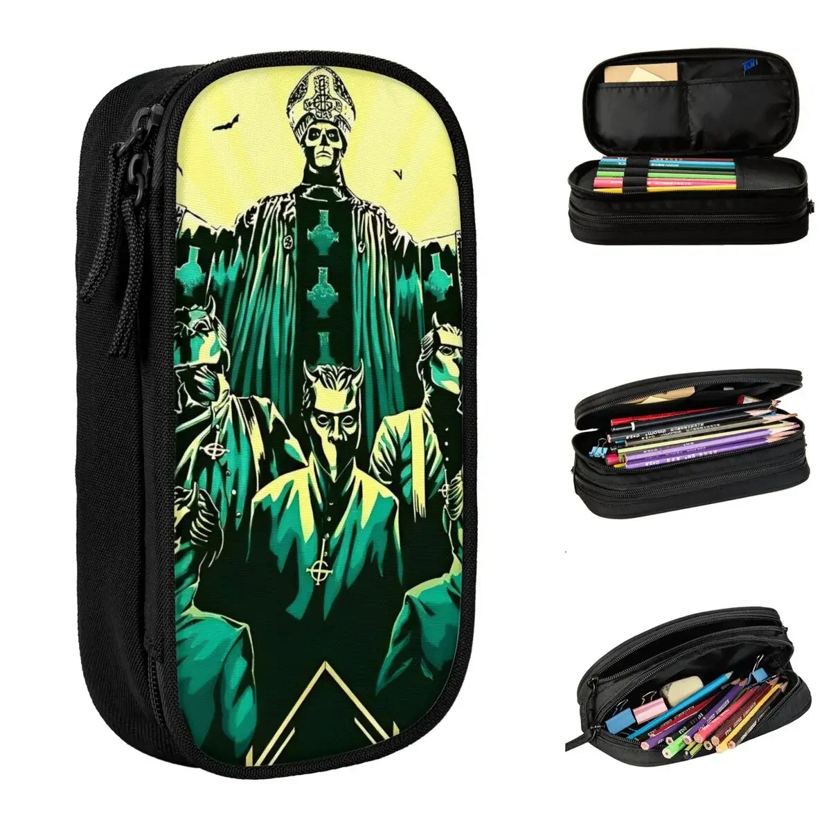 

Пенал Ghost Band, коробка для ручек, сумка для девочек и мальчиков, большие школьные принадлежности для хранения, пеналы на молнии