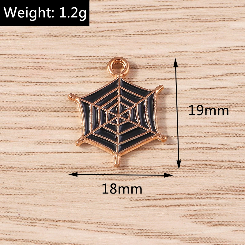 10 stücke niedlichen Emaille Halloween Spinnennetz Spinnennetz Charms Anhänger für Schmuck Herstellung Ohrringe Halskette Armband DIY Handwerk liefert – Detail 1