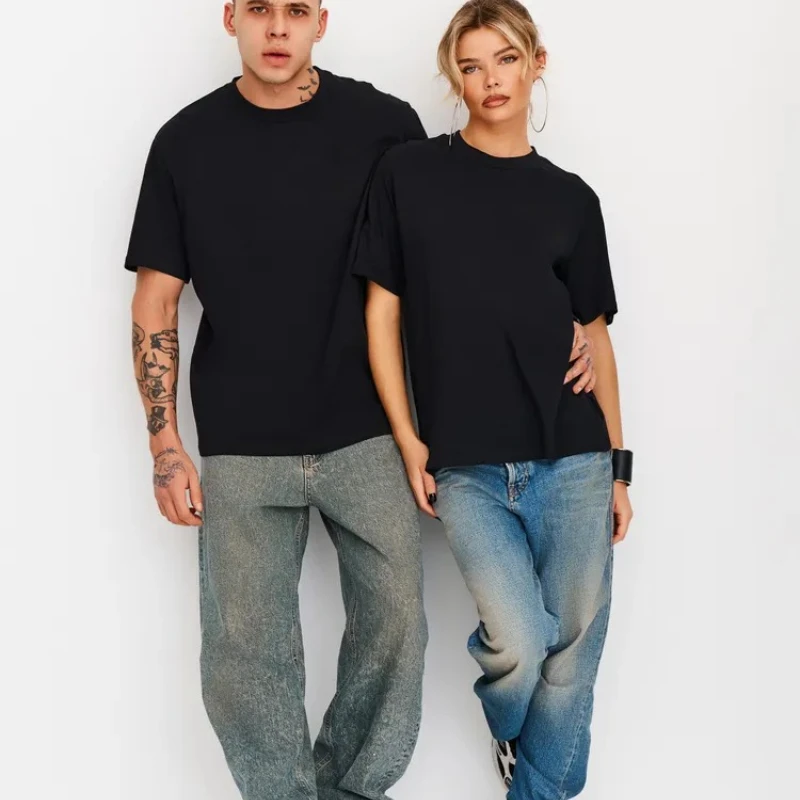 Solid color Couple t-shirts four seasons Basic Men's and Women Short sleeve tees tops Casual Breathable Oversized sports t shirt