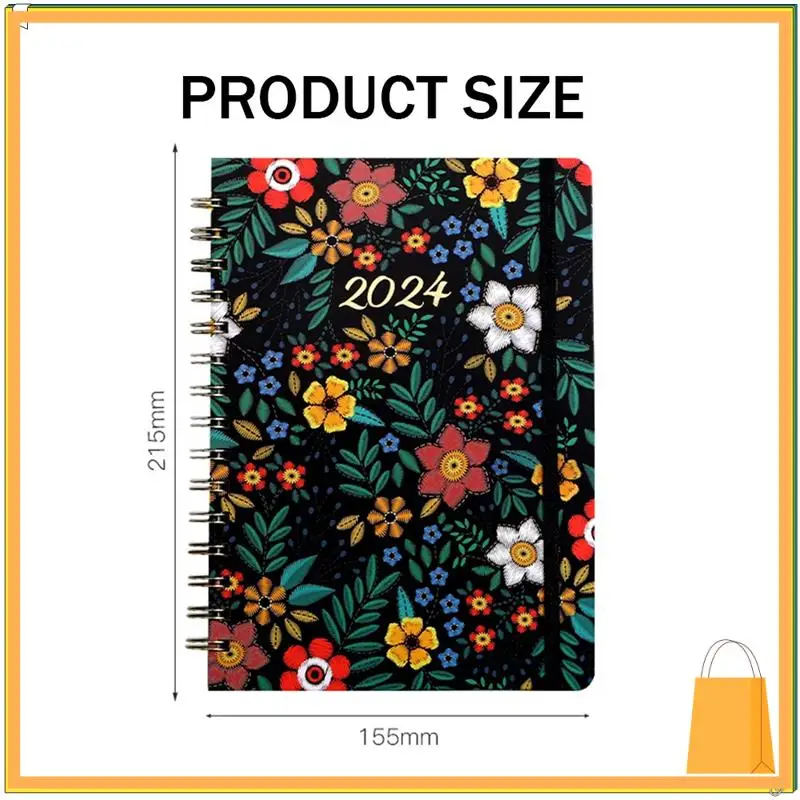 L53A-Planner Planificador Semanal 2024 Encuadernación En Espiral Con Pestañas, Enero - 2024, 15,5X21,5Cm D