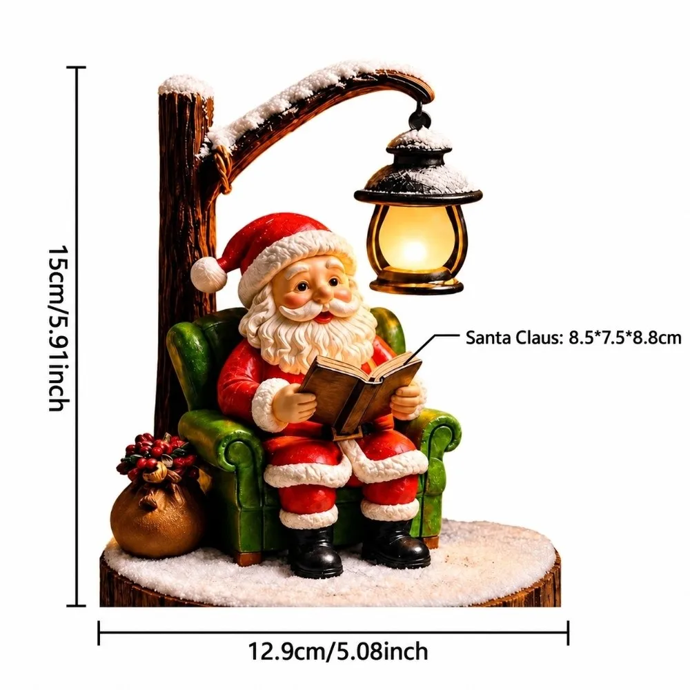 New Resin Snowman Reading Lantern Warm Light Atmosphere Santa Claus Nightlight Figurine Christmas Decor Lamp Christmas Gifts