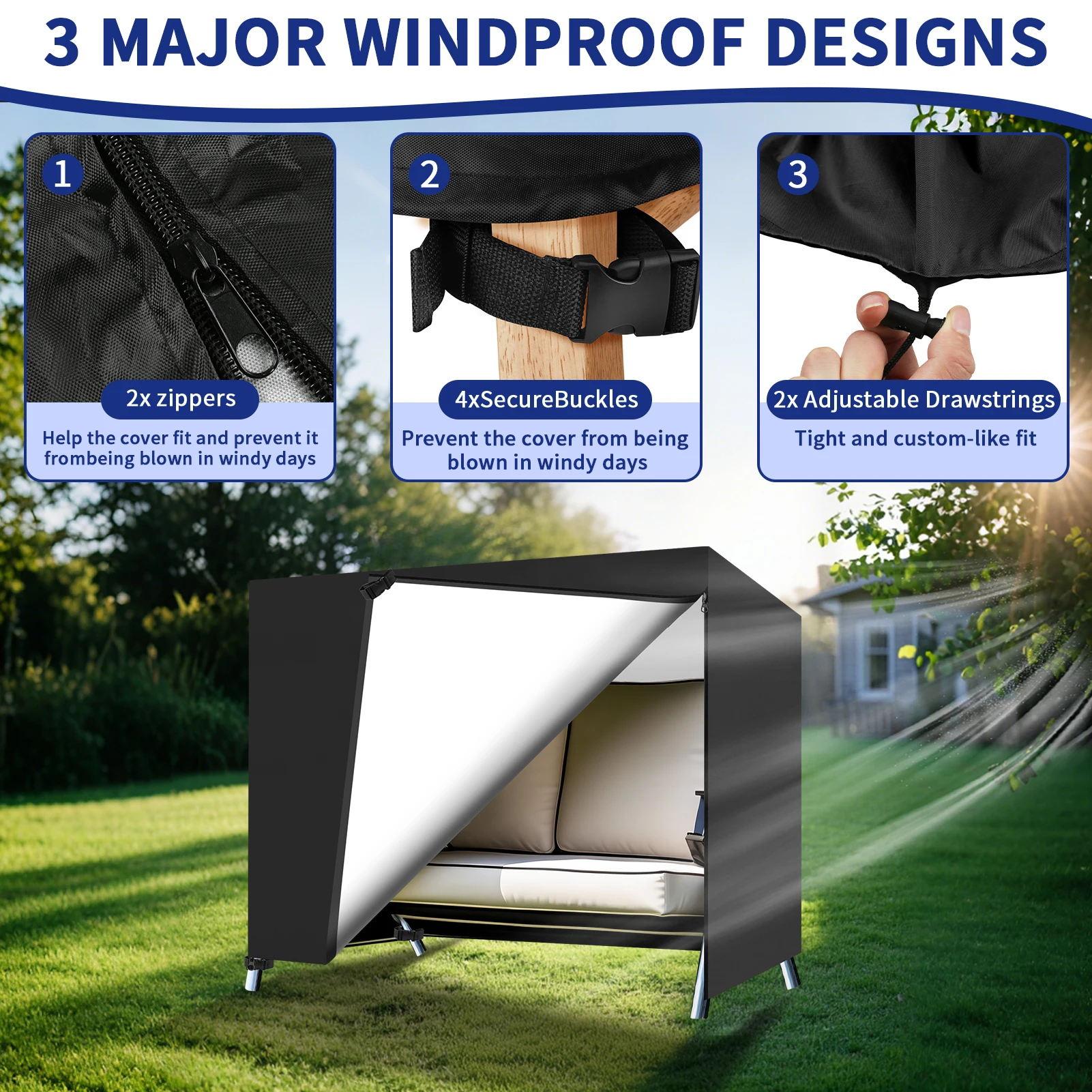 Funda impermeable Oxford 210D para columpio de jardín 3 plazas - imagen 4