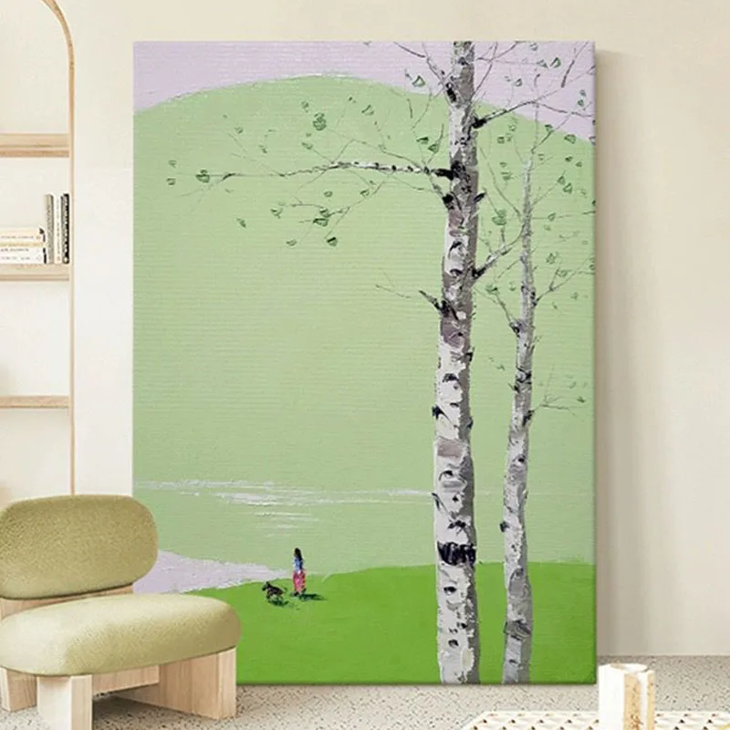 Modern Abstract texture Oil Painting Handmade On Canvas Spring Green Picture For Living Room Decoration Painting Sofa Background