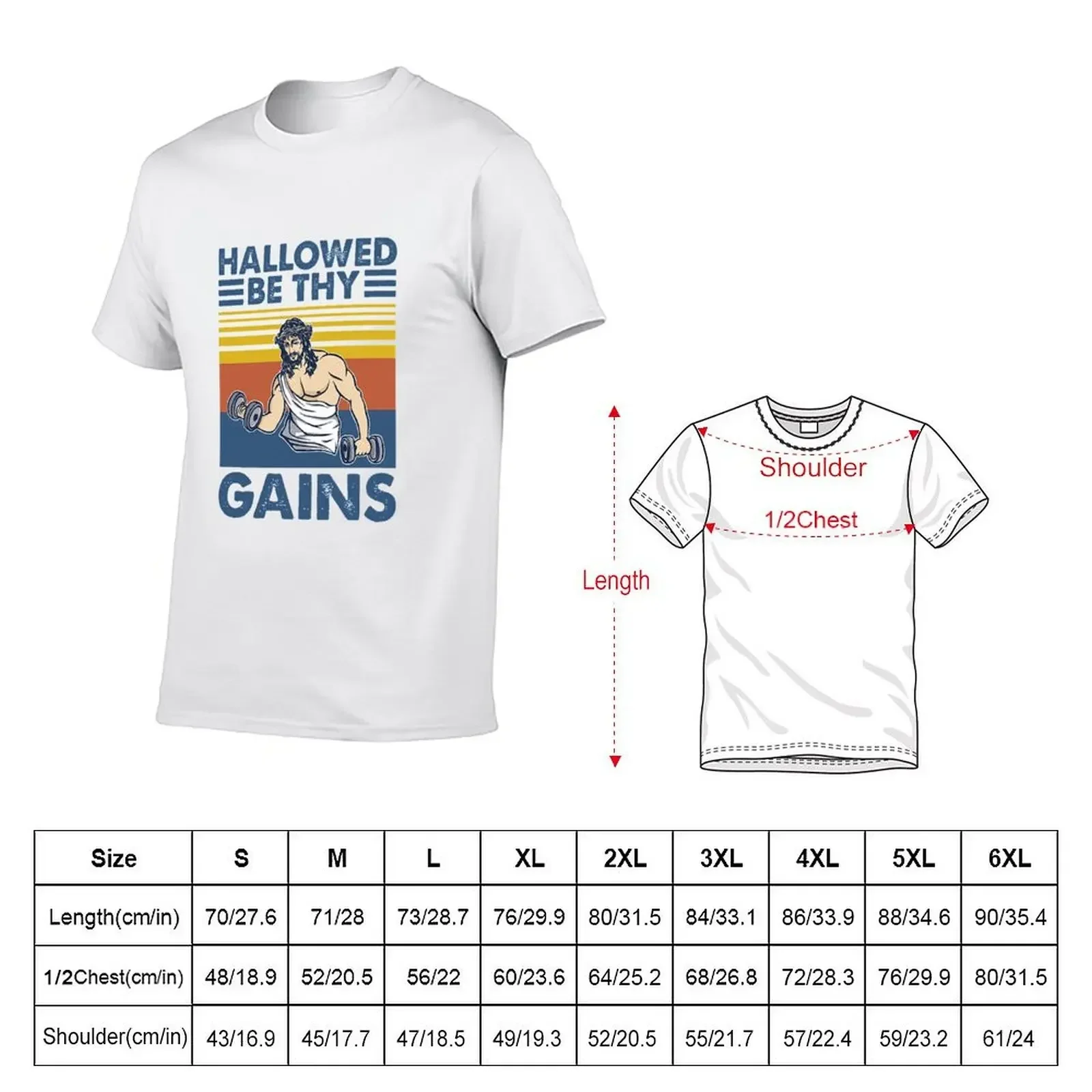 Hallowed Be Thy Gains Jesus Gym Vintage T-Shirt anime man clothes plain Short sleeve tee men