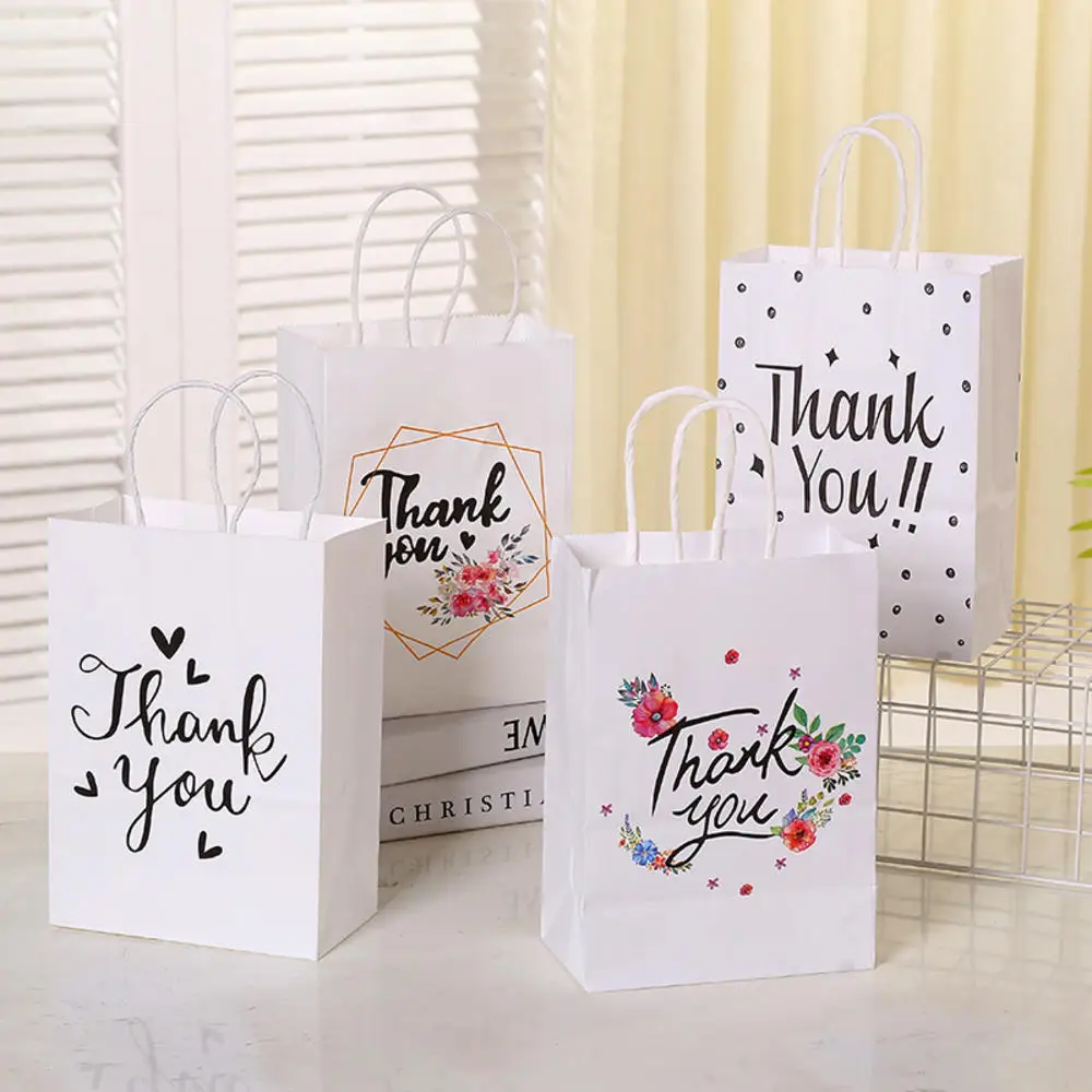 

Thank You Kraft Paper Gift Bags, Packaging Decor, Wedding, Birthday Party, Christmas, Baby Shower Favors, Floral Design, 20Pcs