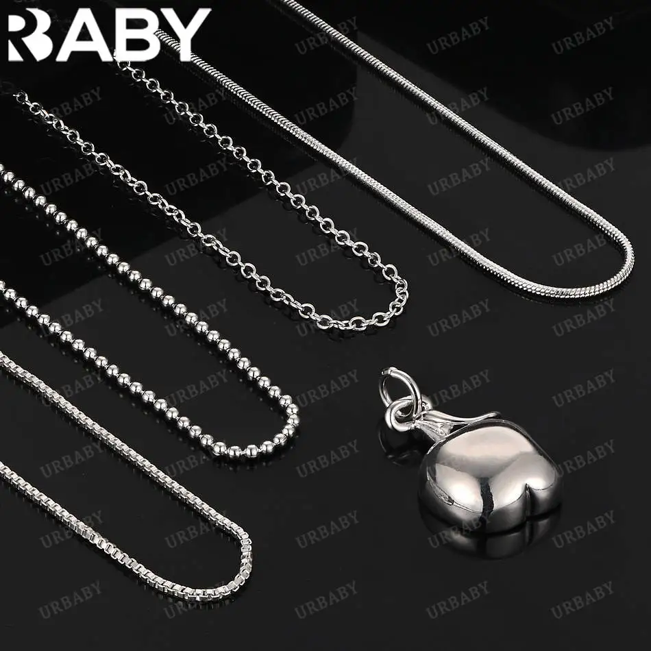 

URBABY 40-75cm 925 Sterling Silver Apple Pendant Necklace For Women Men Creativity Gifts Street All-match Party And Daily Wear