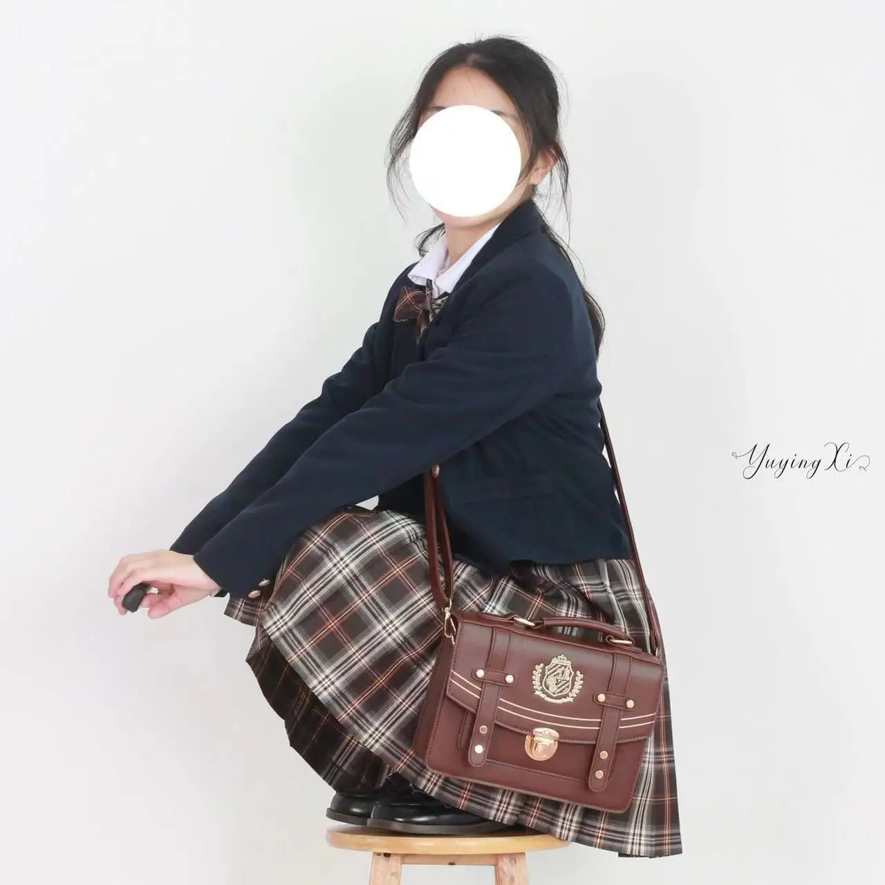 Japanese JK Uniform Bag Double Shoulder Oblique Bag Girl Portable College School Backpack Simple PU Female Handbag IB055