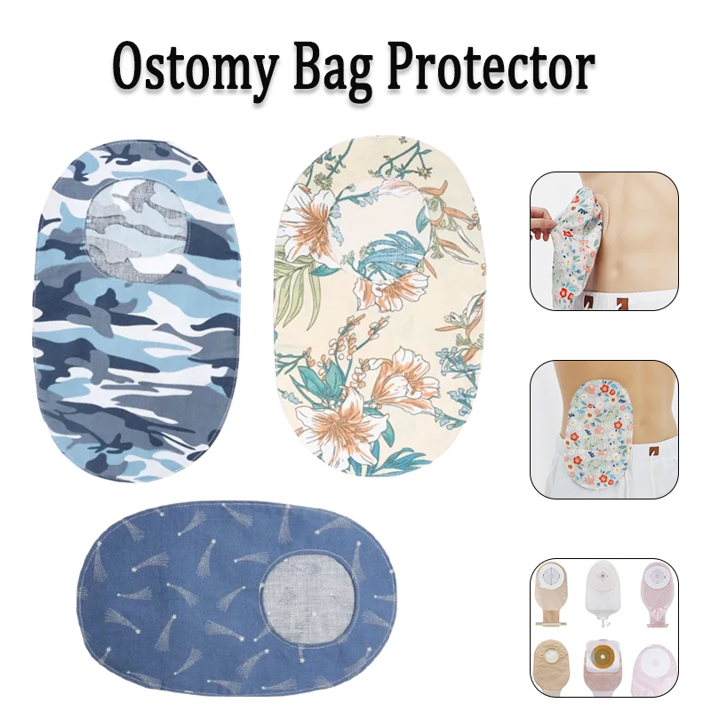 Universal Ostomy Bag Protective Cover Floral Printed Reusable Round Colostomy Ileostomy Pouch Cover