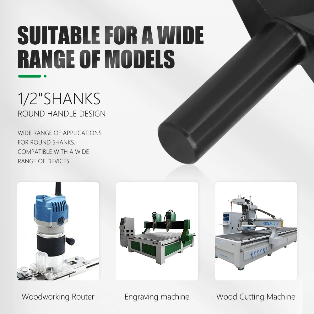 LAVIE لقم التوجيه النجارة 1/2 عرقوب 90 120 درجة V-نوع قاطعة المطحنة تنظيف أسفل أدوات النجارة مجموعة شفرات