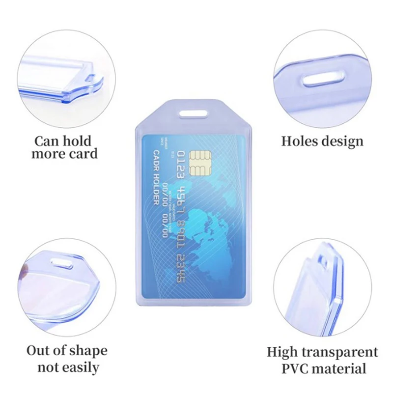 Heavy Duty ID Card Badge Holder, Hard Plastic Vertical Silicone Soft Clear PVC Card Holder Name Tag Holder 57x102mm