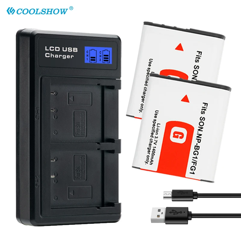 NP BG1 FG1 شاحن بطارية لسوني DSC-H50 H55 H3 DSC-H7 H9 H10 H20 DSC-W100 DSC-WX1 بطاريات 1400 مللي أمبير NP-BG1