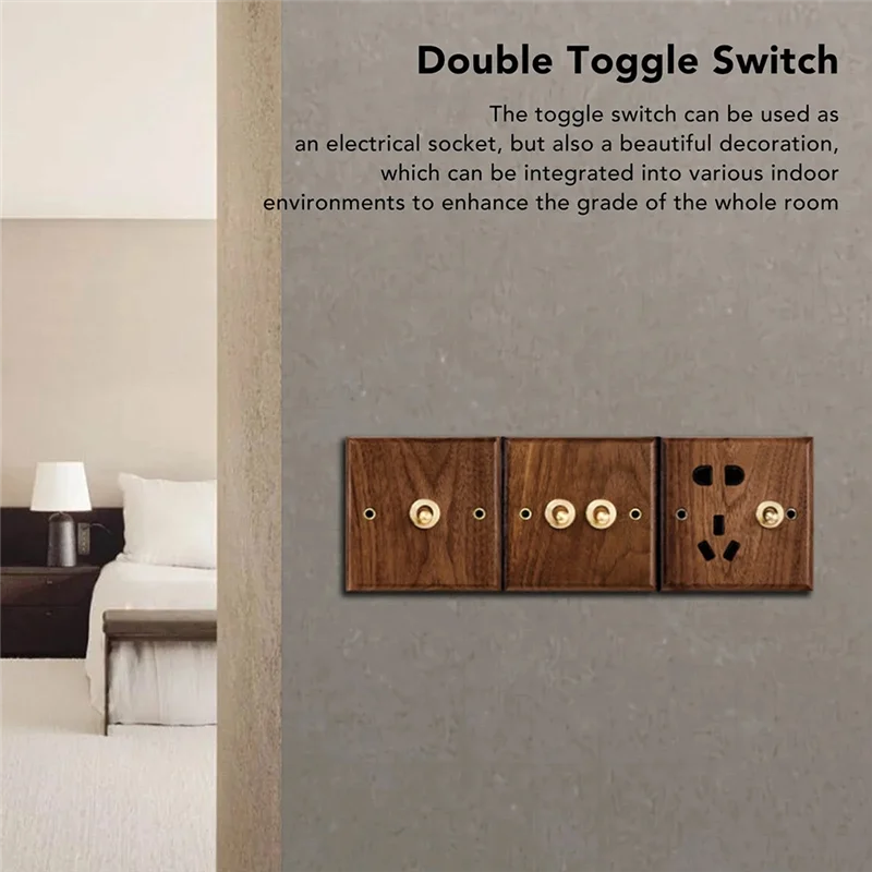 

ABFU-Retro настенный тумблер 250 В одинарного и двойного действия с латунным винтом в стиле ретро, деревянная монтажная панель из орехового дерева