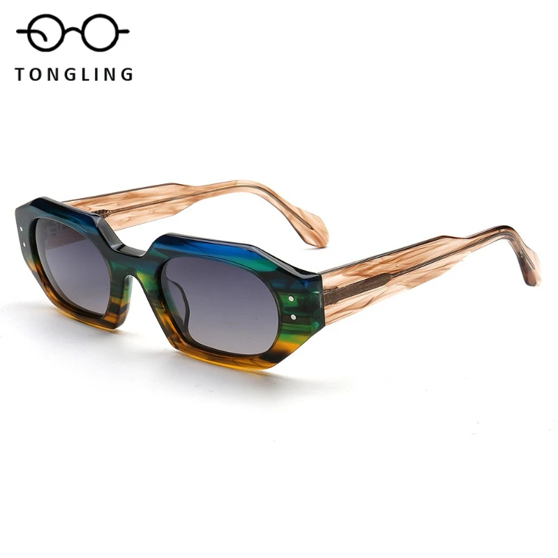 

Солнцезащитные очки унисекс из высококачественного ацетата, классические, ручной работы, с защитой от УФ-излучения, в модном полигональном дизайне