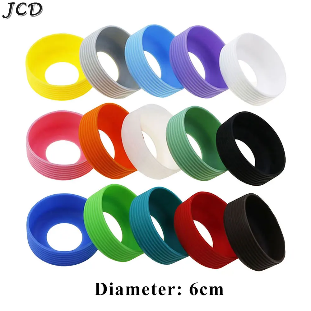 JCD 1Set 6cm Silicone Cup Middle Sleeve Stripe Non-slip Mug Sleeve Glass Bottle Cover Anti Scalding Cup Bottom Cover