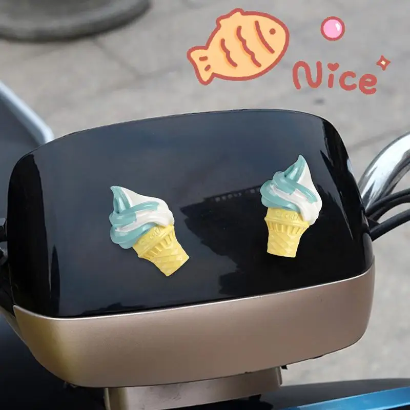 Motorcycle Hat Decorations Spoof Falling Ice Cream Design Ornament Funny Ornament For Cycling Car Dashboard Decorations