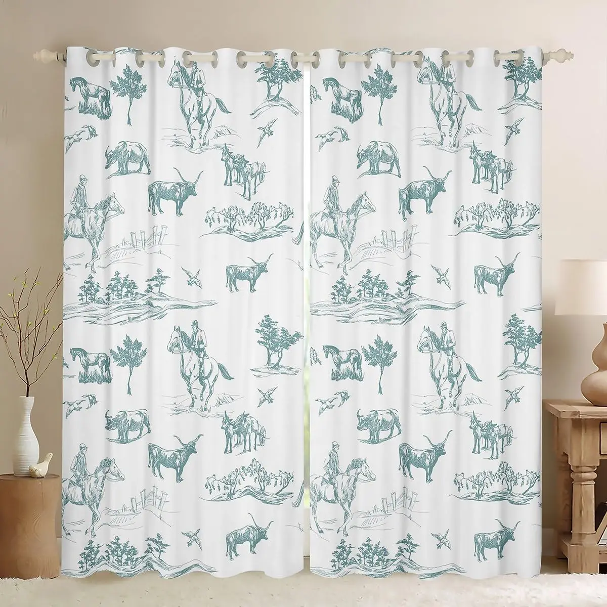 High Quality Safari Wildlife Print Curtains Jungle Animal Sketch Design Drapes for Boho Chic Living Room Bedroom Home Decor