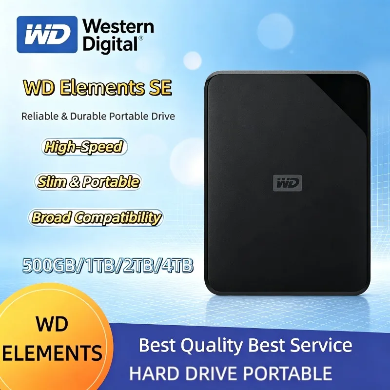WD Elements SE 2.5" 500GB/1TB/2TB/4TB Portable External Hard Drive Capacities USB 3.0 High-Speed Reliable for Backup and Storage