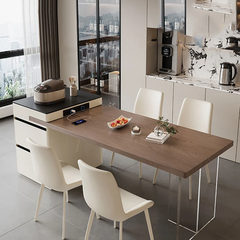 Utensils Modern Luxury Dining Table Solid Wood Family Big Storage Dining Table 4 Chairs European Mesas De Jantar Home Furniture