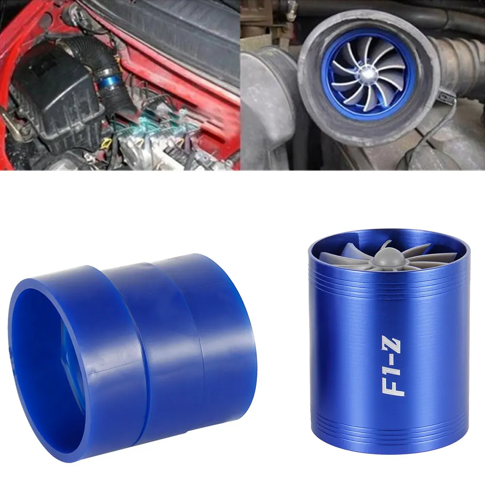 Car Turbine Supercharger F1-Z Turbo Charger Single Double Air Filter Intake Fan Fuel Gas Saver Kit Auto Replacement Part