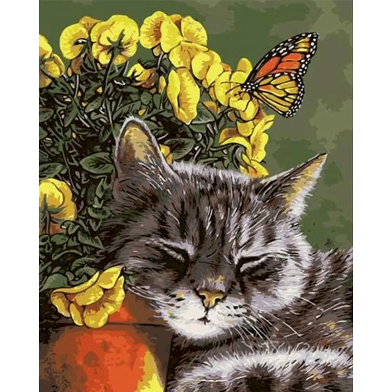 Gatyztory Acrylfarbe nach Zahlen Kits Katze DIY Bilder nach Zahlen Zeichnung auf Leinwand handgemalte Malerei Kunst Geschenk Wand dekoration