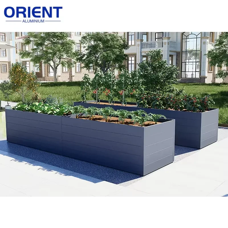 Decorative Indoor Flower Pots Rectangular Planter Box Waterproof Aluminum Flower Planters Outdoor Garden Aluminum Flower Pot