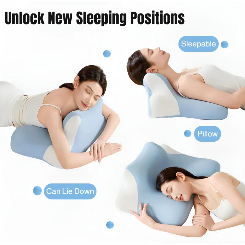 Multi-Function Prone Pillow Memory Foam Face Down Bed Support for Phone Reading Cervical Neck Relief Adjustable Comfort Cushion