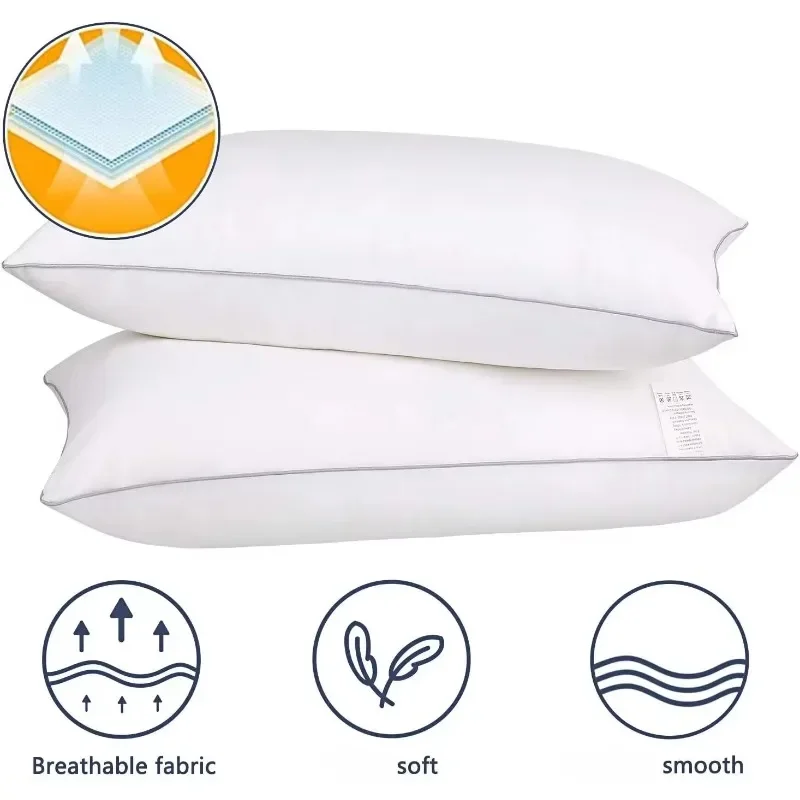 Bed Pillows for Sleeping 2 pack,Queen Size Cooling Pillows Set of 2,Top-end Microfiber Cover for Side Stomach Back Sleepers