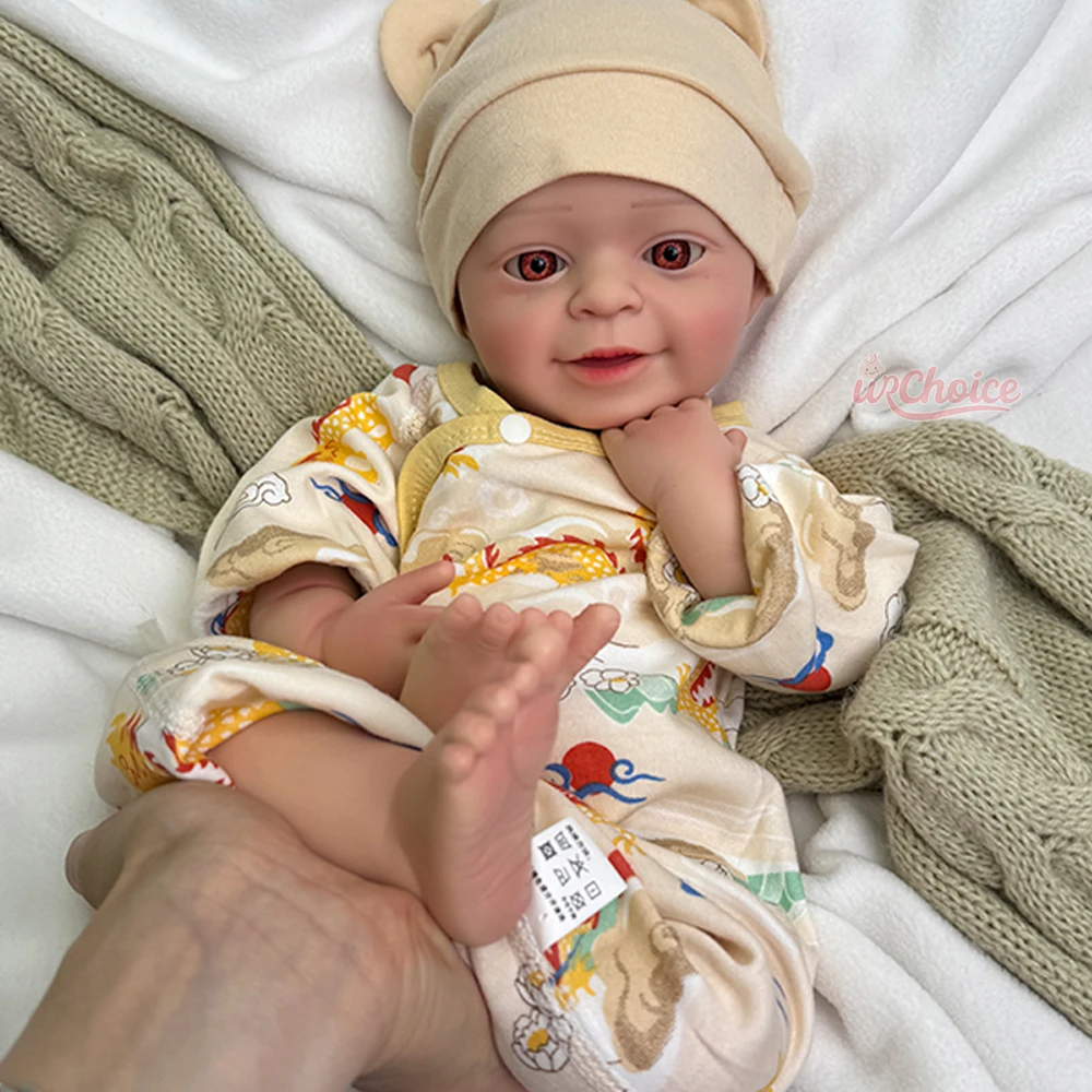 リアルな18インチシリコンリボーンドール、リアルな開口部の人形、ムネカギフト、新生児のようなリアルなシリコン製人形、クリスマスギフトに